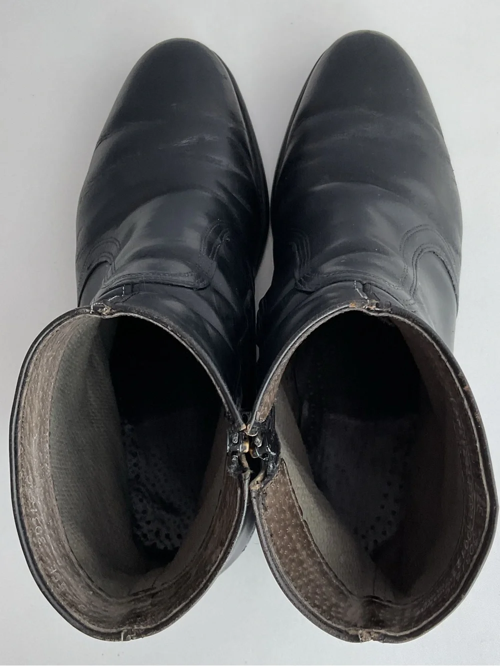 intage Black Leather Side Zip Man Made Boots Men’s Size 10 EEE